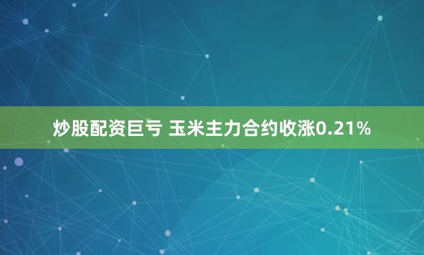 炒股配资巨亏 玉米主力合约收涨0.21%